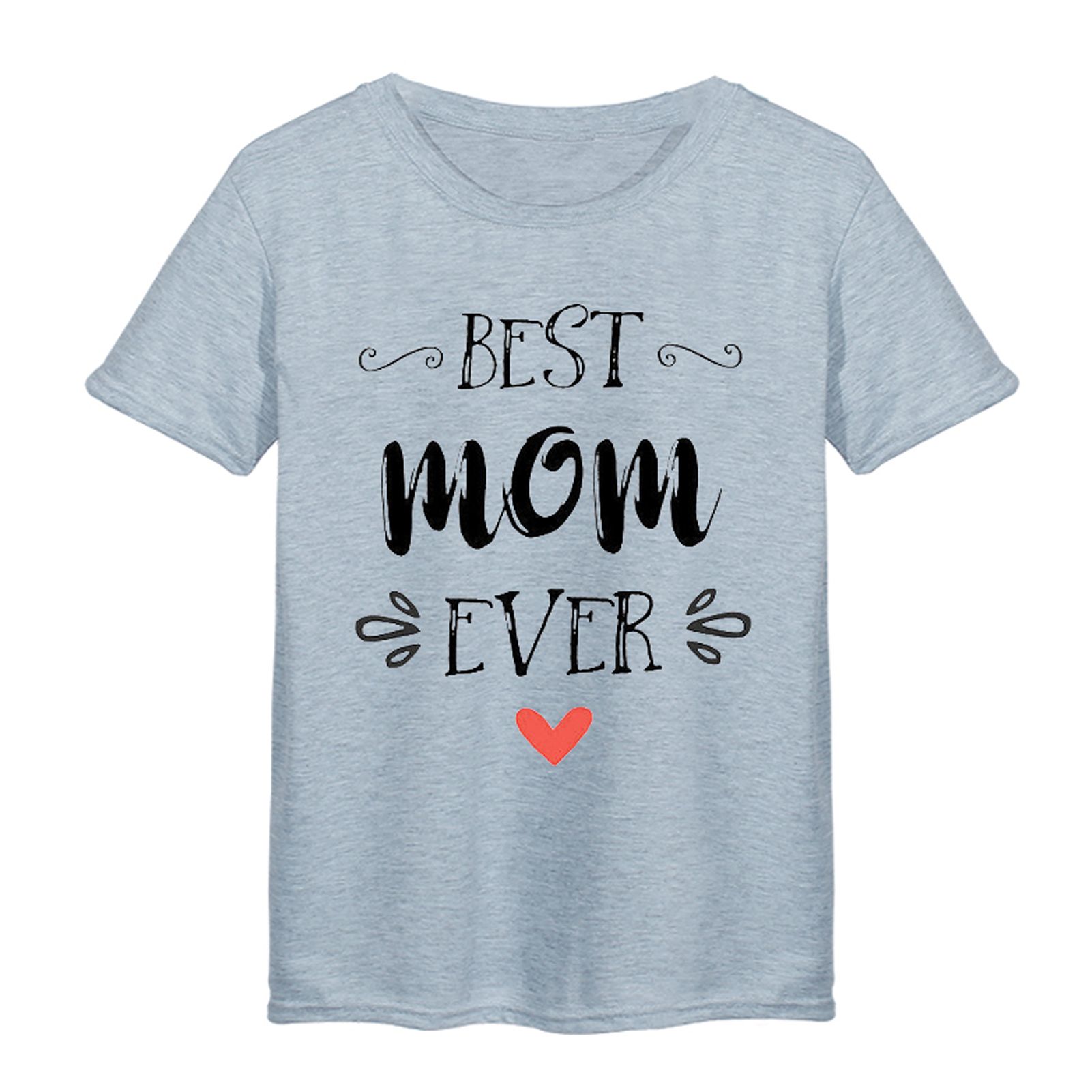 Women Pullover T-shirt Decorative Letter Mom O-neck Pullover Top