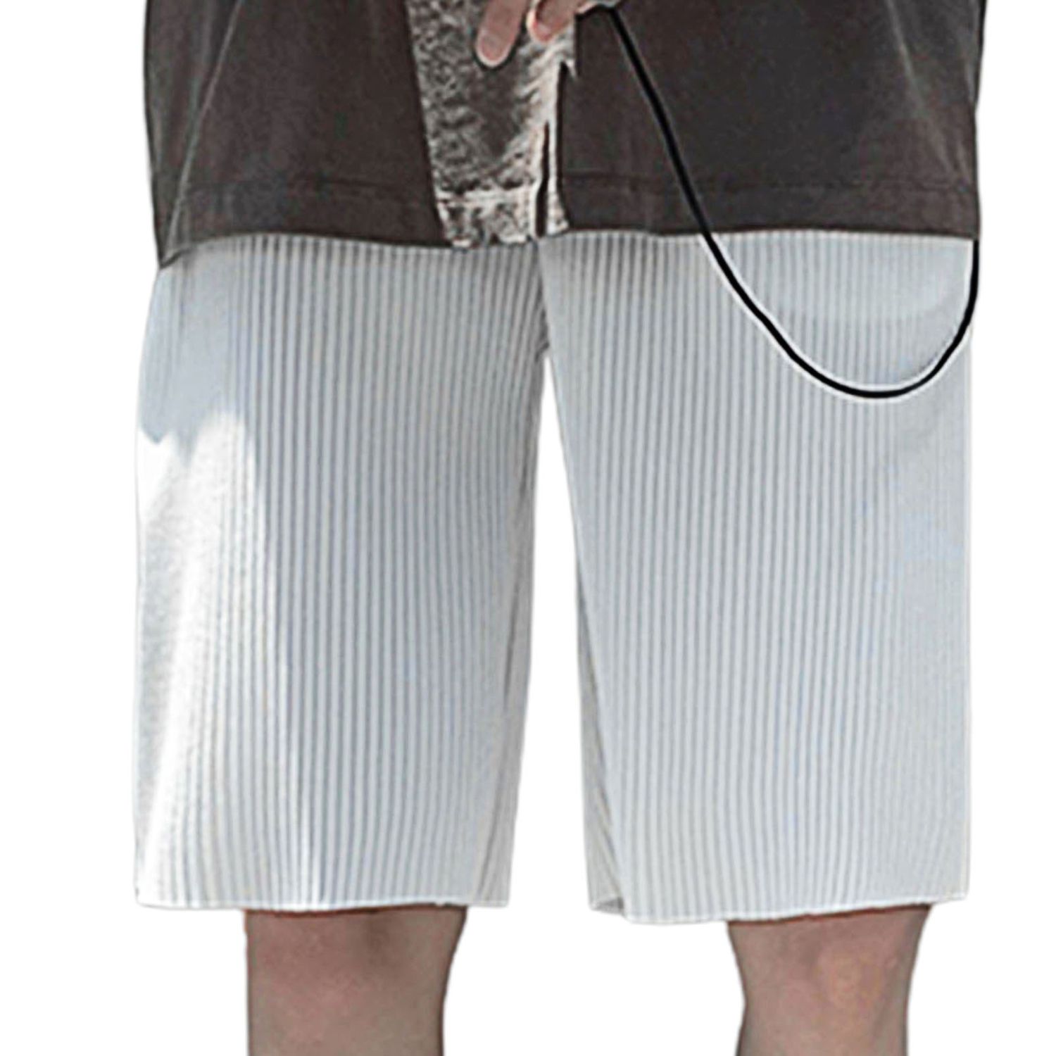 Men Shorts Solid Color Pleated Summer Loose Wide Leg Short Pants for Dating