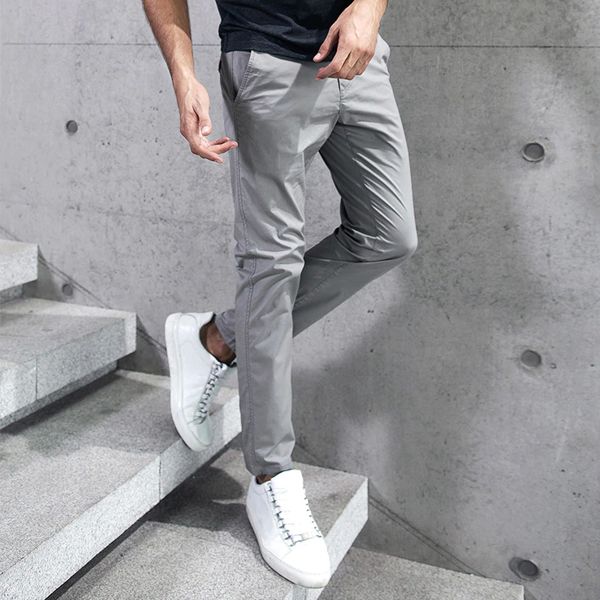 Slim-Fit Chino Gabardine Pants - Light Gray