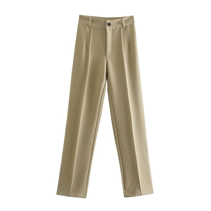 Summer Women Vintage Solid Pants Female Office Lady Bottoms Slim High Waist Casual Chic Straight Trousers