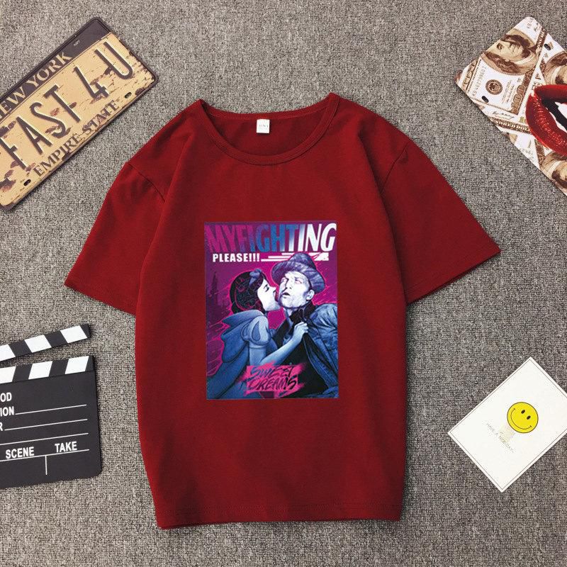Korean Fashion Summer Korea Ulzzang Port Taste Chic Cartoon Tide Men And Women Couple Loaded Europe And The Streets Bf Short Sleeve T-Shirt