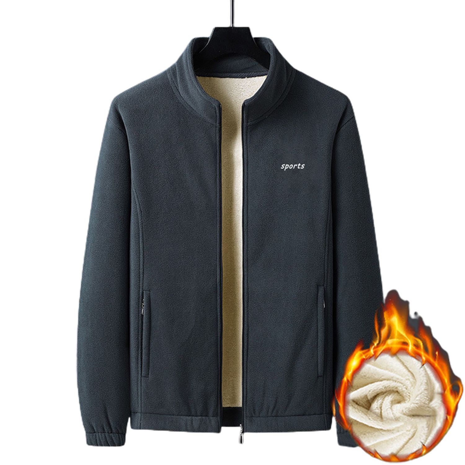 Male Jacket Solid Color Breathable Sports Autumn Plush Coat