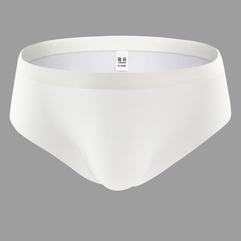 Sexy Men Seamless Briefs Shorts Cool Ice Silk Panties Solid Mid-Rise U Convex Pouch Underpants Cueca Calzoncillos S-XL