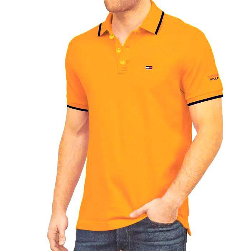 Orange Cotton Polo t-Shirt For Men