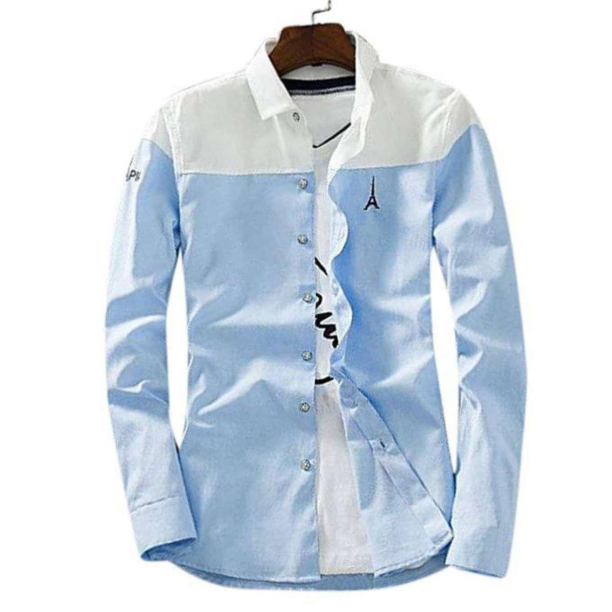 White Cotton Long Sleeve Shirt For Men - Shirt For Men
