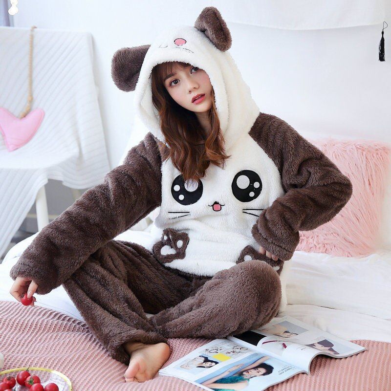 Winter Thick Warm Flannel Pajamas Sets For Women Sleepwear Home Clothing Pajama Home Wear Pyjamas Set