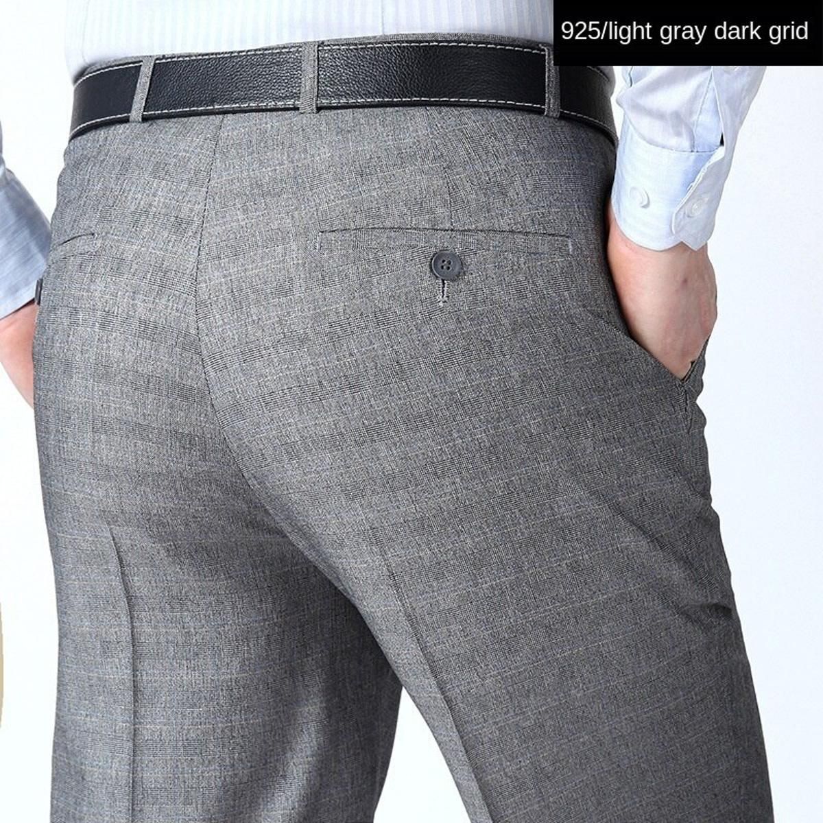Summer Dress Trousers for Man Mulberry Silk Business Formal Flat High Waist Loose Suit Pants Office Striped  Mens pants Thin