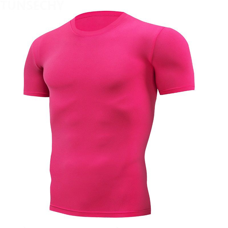 Quick Dry Running Men's Compression T-shirt Breathable Football Suit Fitness Tight Sportswear Riding Short Sleeve Shirt Workout