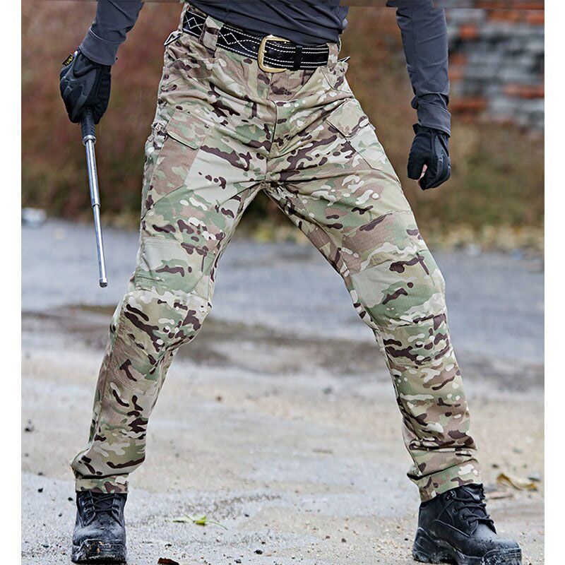 Men's  Overalls Elastic Wear-resistant Multi-cket   Pants Outdoor Jogg Plus Size Pants S-3X