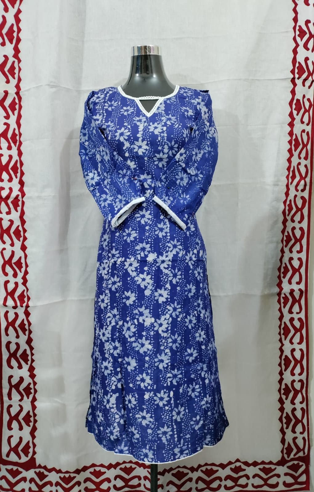 Neel Batik Readymade Kamez with Lace (AU_0027)