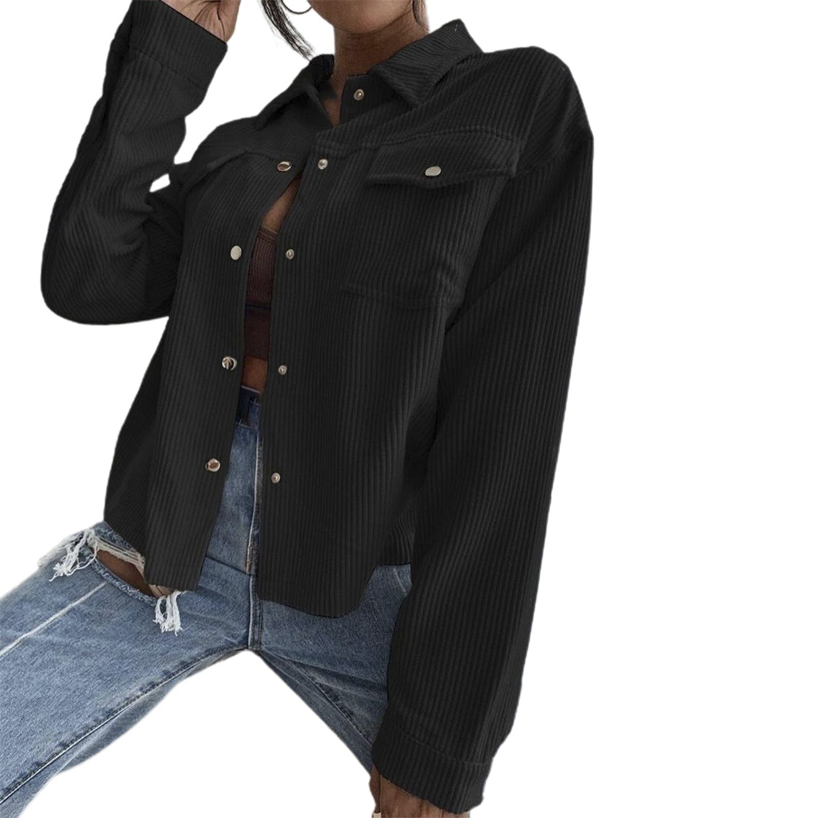 Women Coat Turndown Collar All Match Lapel Jacket
