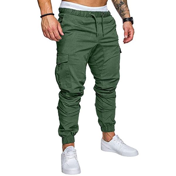green Casual Twill Pant for Men