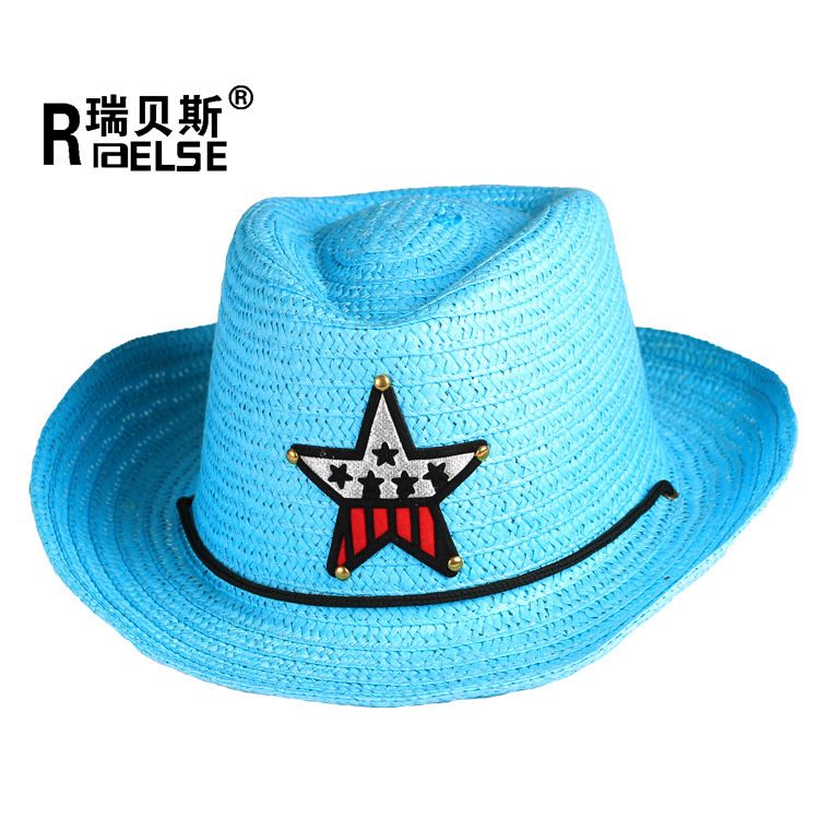 Loldeal Korean Style Children's Hat Summer Denim Sun Hat Five-Pointed Star Beach Boys And Girls Sun Hat Sun-Proof Straw Hat