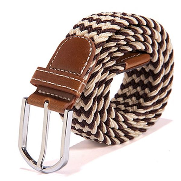 Best YBT Unisex canvas Belt Knitted Woven PU Leather Pin Bucket Elastic Solid Color Belt Plain Webbing Belt Alloy Buckle