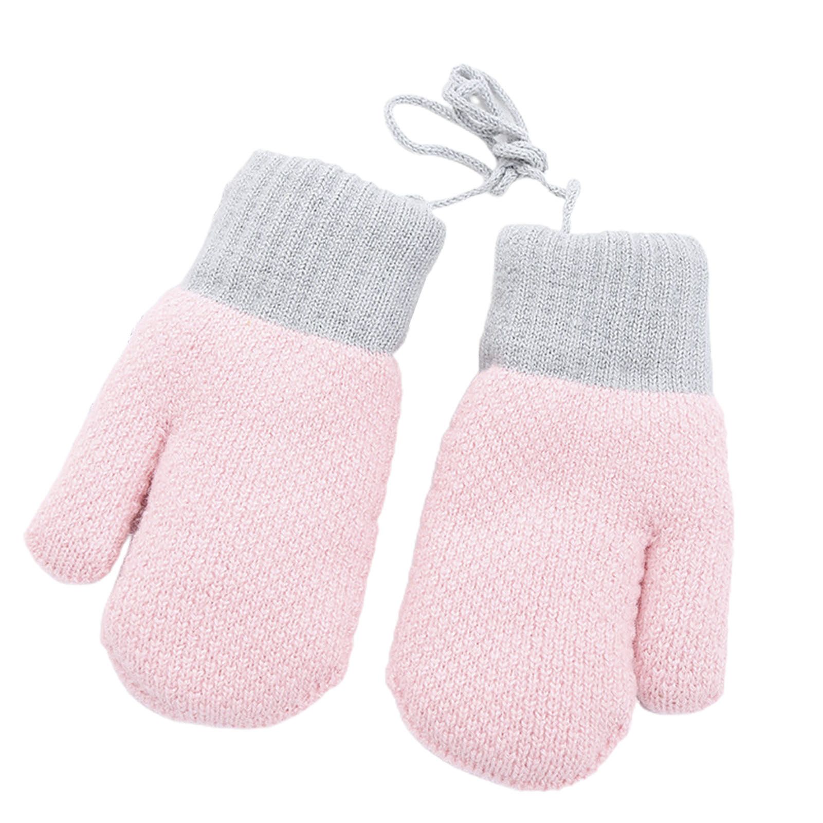 Children Gloves Contrast Color Warm Elastic Opening Gloves