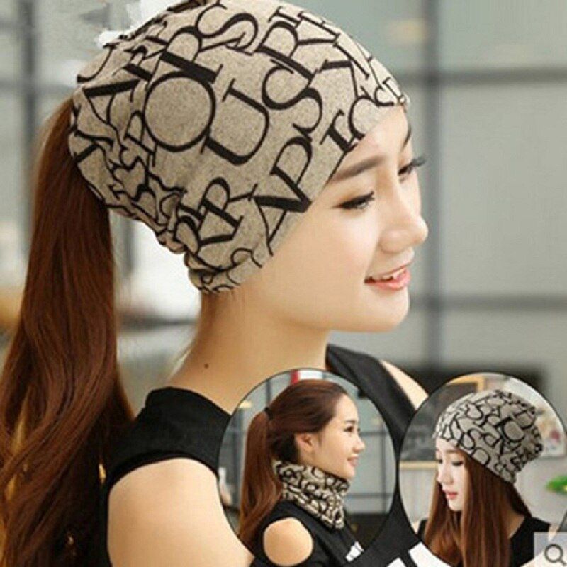 Fashion Hat With Printed Letters 3 Wearing Ways Chunky Women Girls Sombrero Mujer Winter Autumn Beanies Bonnet Femme