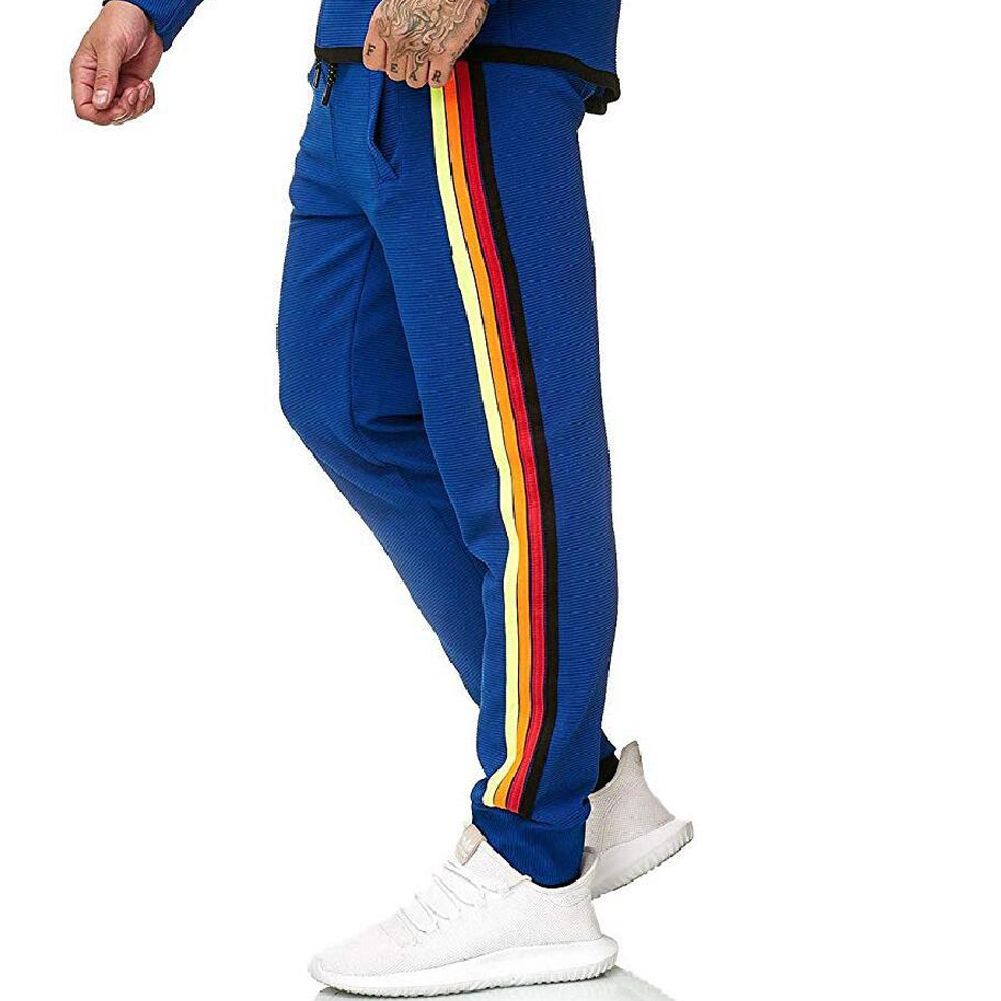 Men Casual Sports Pants Side Multi-color Ribbon Fashion Pants rousers