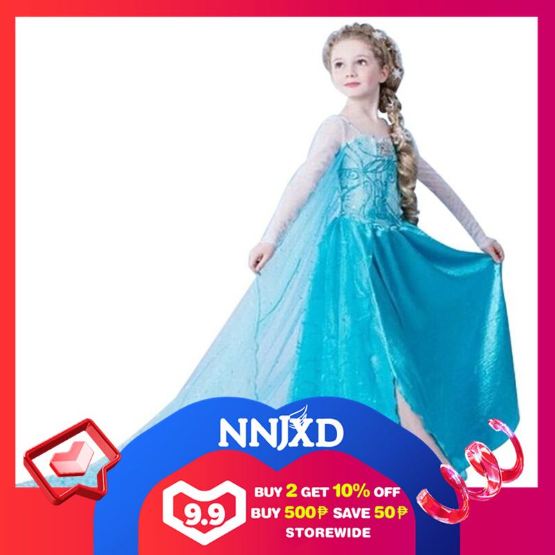 Cheap Price Elsa Frozen Dress Tulle Kids Dress Long Dress Children Party Wear Baby Girl Dress for Kids Girl Sale Cosplay Princess Costumes for 3-12 Years Old (Only Dress)
