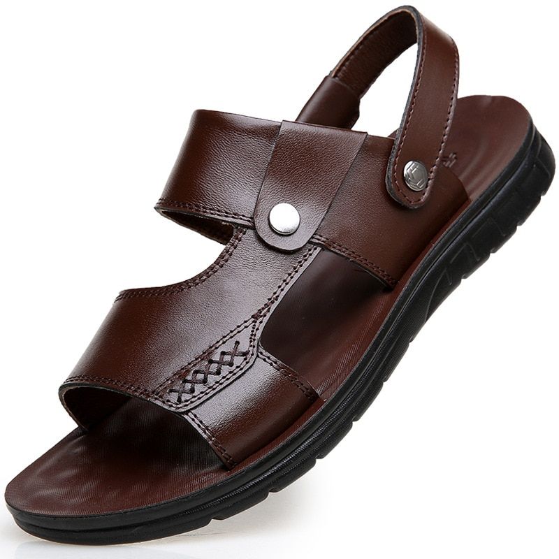 New  Leather Men Sandals Shoes Summer Leisure Beach Men's Sandals High Quality Sandals Slippers Bohemia Big Size j