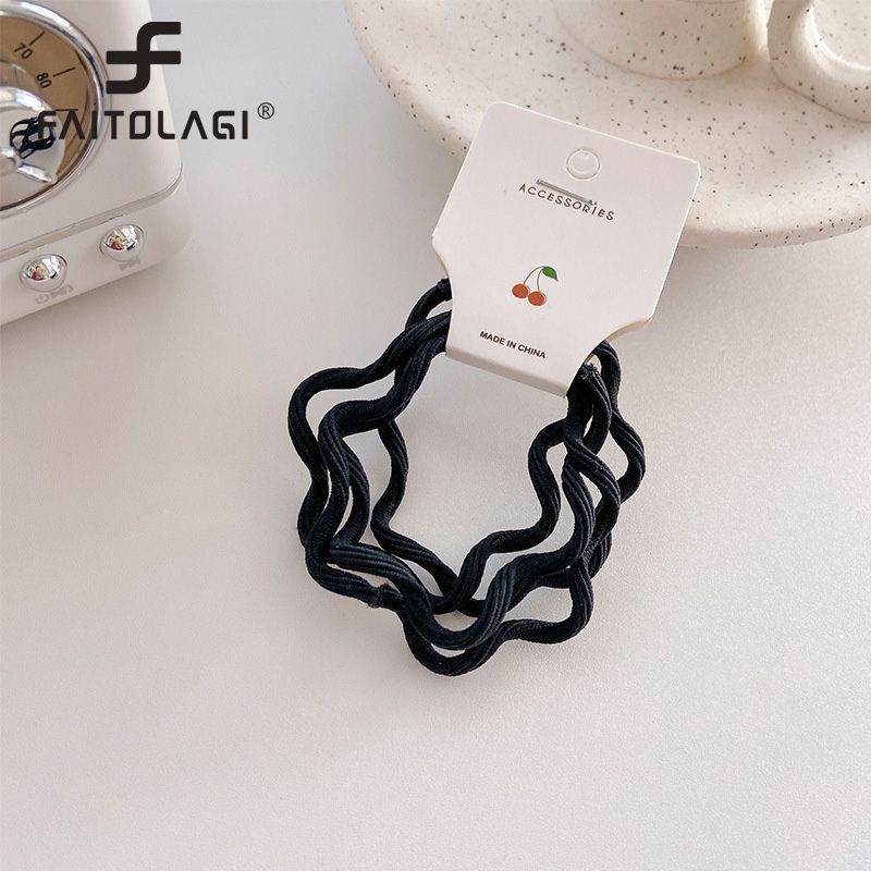 4Pcs Wavy Hair Rope for Women Candy Color Korean Style Girls Hair Ties Rubber Hair Accessories