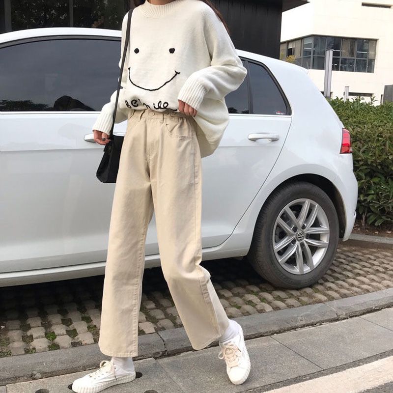 Casual Pants Women Summer Korean Chic Preppy Lady Straight Pant High Waist Black Trouser Plus Size 4XL