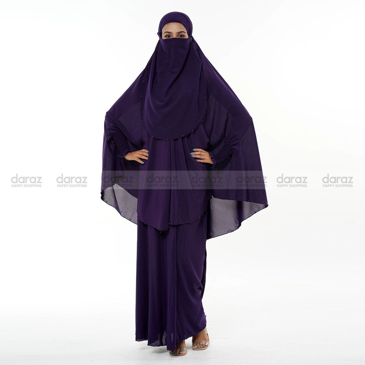 Khimar Borka (বড়দের খিমার সেট, চার পাশে রিপিট কাজ করা) Free Size with Skirt Niqab Hijab, for Women\'s