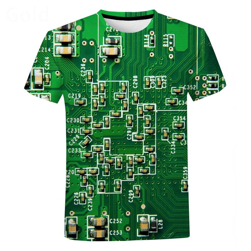 Electronic C3D Print T Shirt UniFashion Casual Short Sleeve Oversized T-shirt Men Harajuku Streetwear Hop Cool Tops