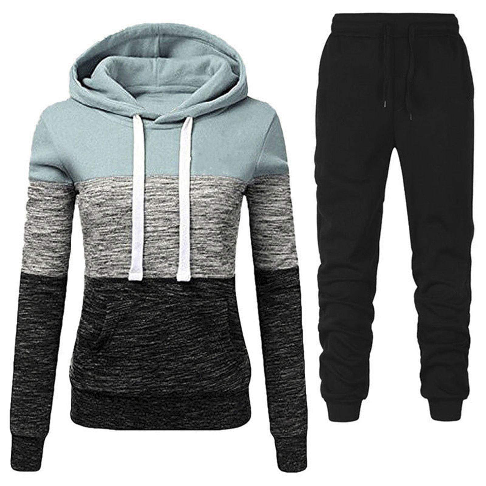 Pullover Trousers Hooded Warm Sweatshirt Lace-up Sweatpants