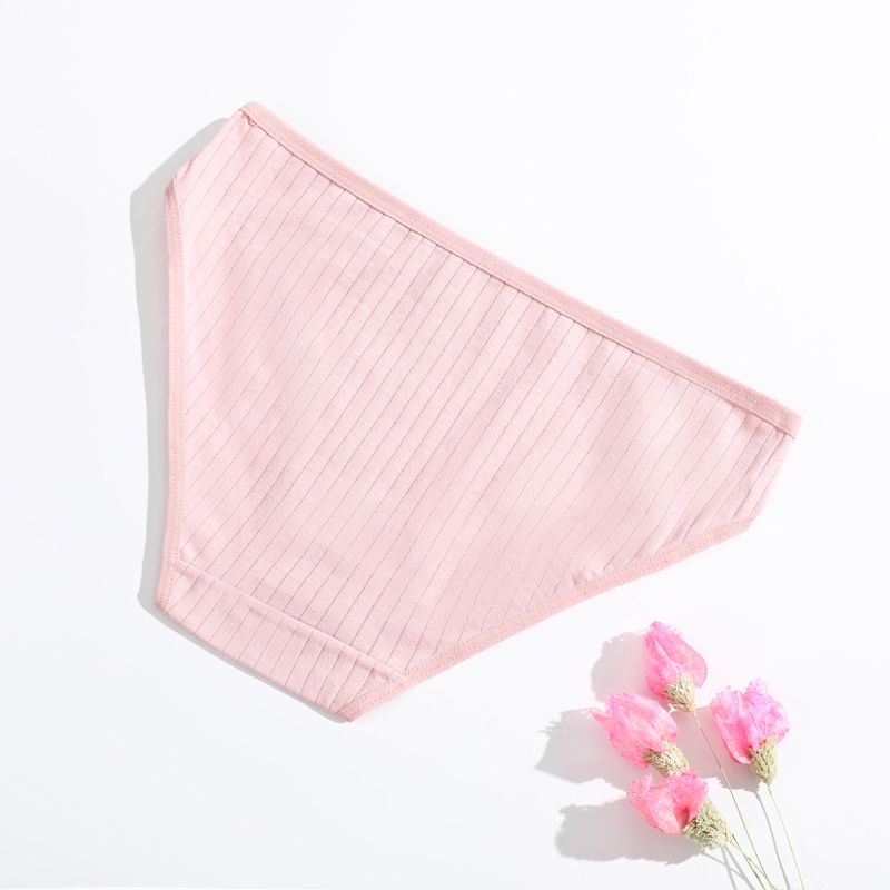 Pack of 1 - Lace Waist Ladies Panties Stripe Female Breathable Briefs Cotton Cute Girls Underwear