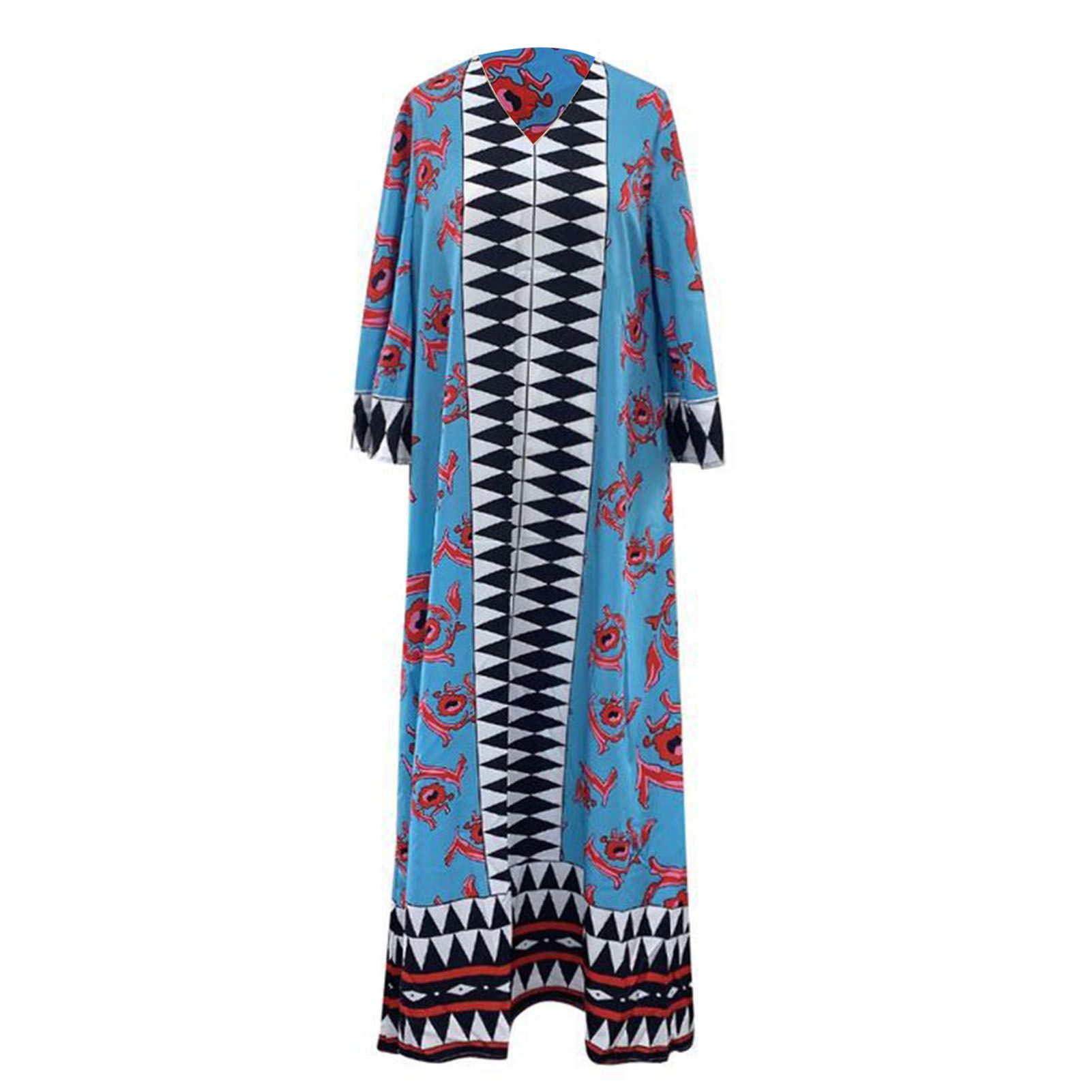 Beh Dress Ethnic Style Loose Fit Floral Printed Long Dress