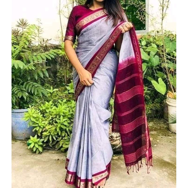 Multi Colour maslaes Cotton Saree for Women