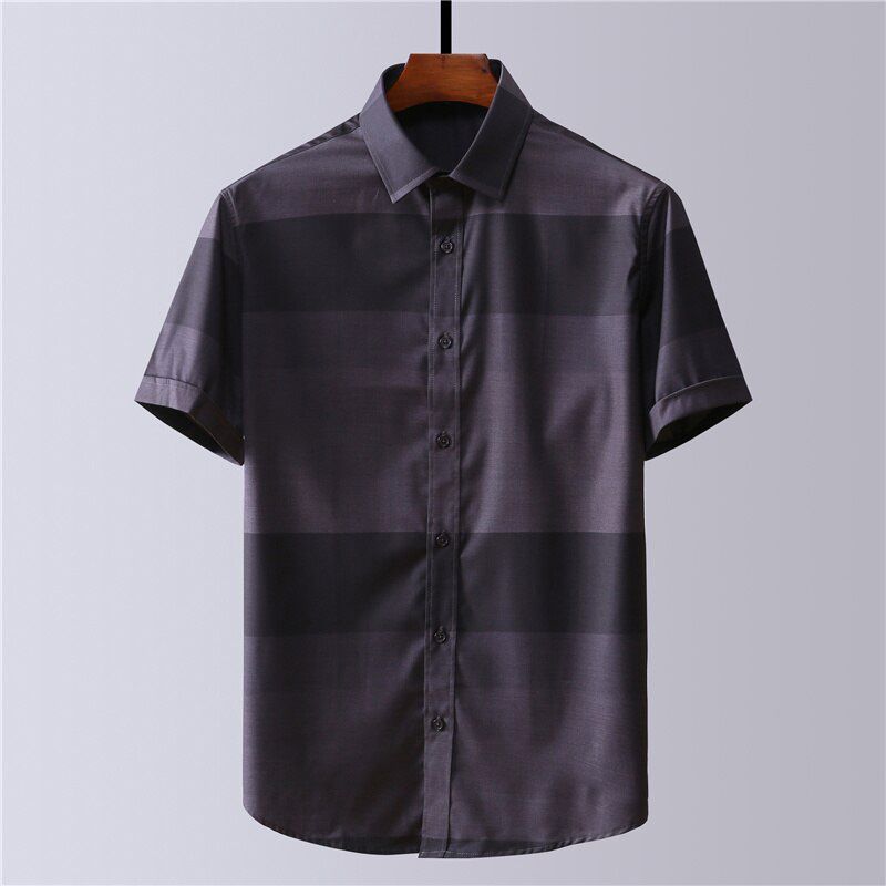 Plus tlarge size 8XL 7XL 6XL 5XL  men's business casual short-sleeved shirt classic thick striped men's social dress oversize