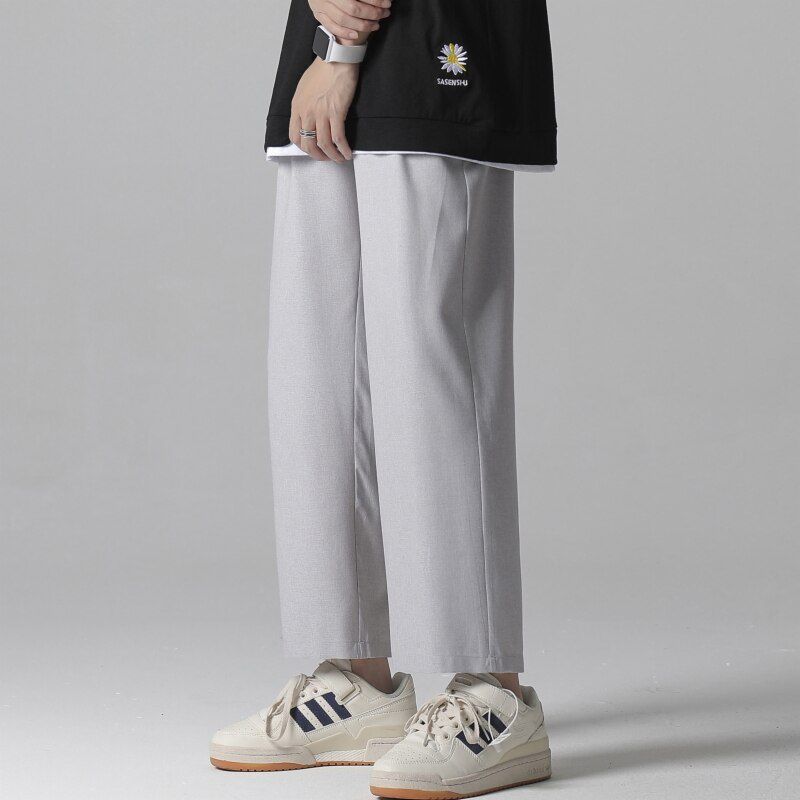Single Road Mens Wide Leg Pants Summer Light Weight Joggers Trousers Japanese Streetwear Cold Feeling Comfortable Home Pants Men