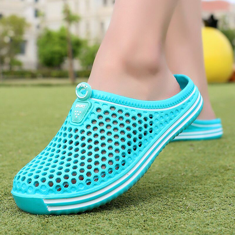 Women Shoes Beach Slippers Uni Hollow Out Casual Couple Beach Sandal Flip Flops Shoes Non-slide Mens Slippers