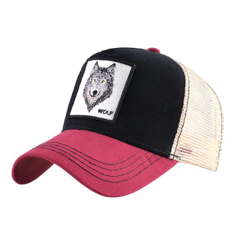 Men Animal Embroidered Wolf Mesh Baseball Caps Trucker Unisex Outdoor Sport Sunhat Women Breathable Snapback Hat