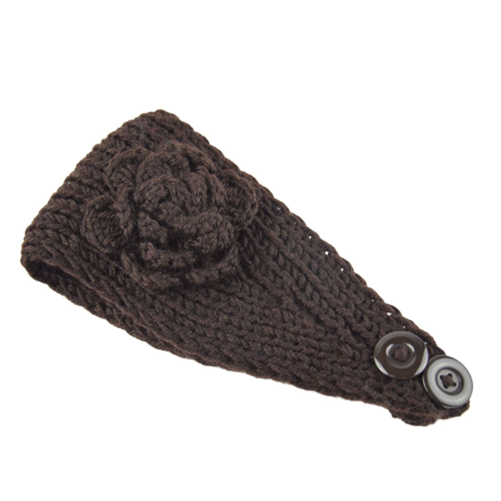Hair Band Button Design Sweet Knitted Flower Headband