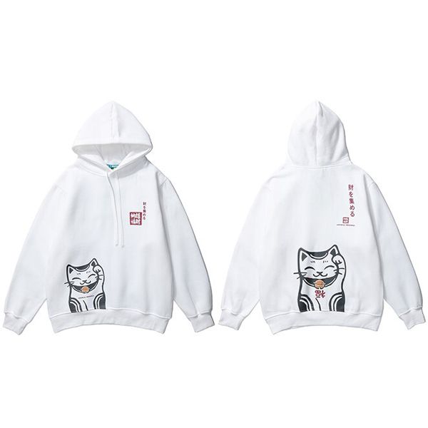Hop Streetwear Hoodie Lucky  Mens Harajuku Hoodie Sweatshirt Fortune  Autumn Winter Fleece Pullover Cotton