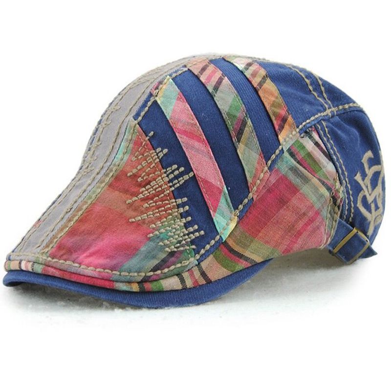 [JAMONT]2019 Cotton Beret Cap for Men Autumn Flat Cap Unisex Visor Casquette Caps Striped Cap Adjustable