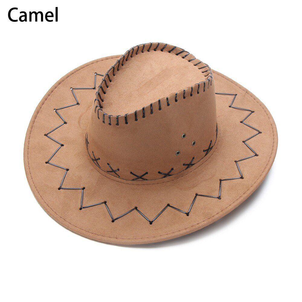 2020 Summer Men Fashion Western Suede Hat Wide Brim Jazz Felt Fedora Hat Party Feastival Fancy Dress Accessory