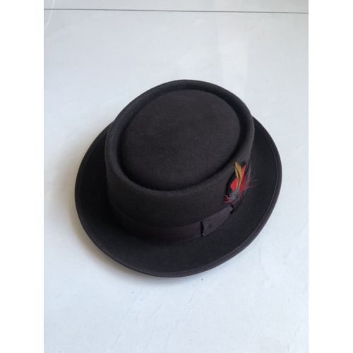 X3000 Wool Cake Small Brim Hat 100% Wool Felt Crushable Uni Porkpie Fedora Hat Curved Brim Autumn Winter Pie Hat