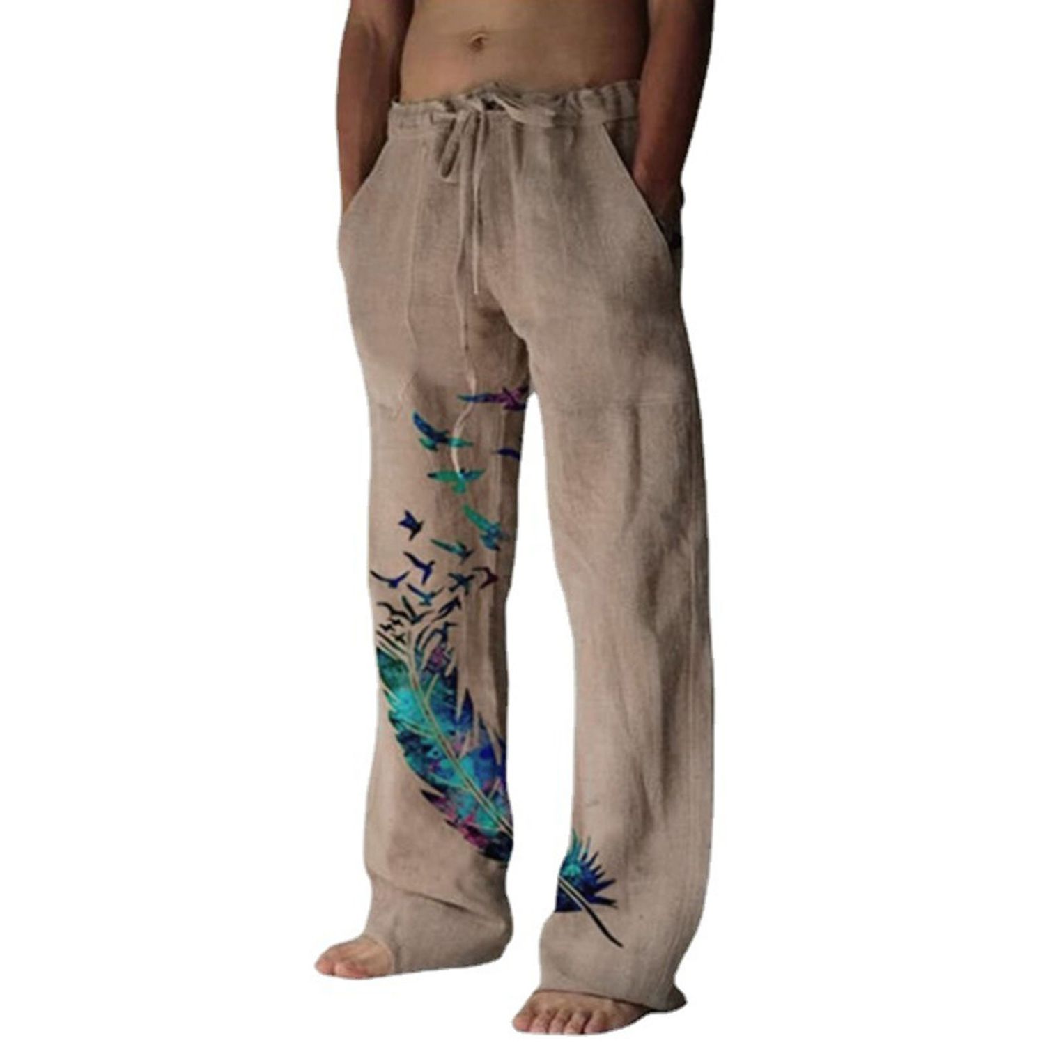 Pants Wide Leg Loose Bird Pattern Straight Trousers