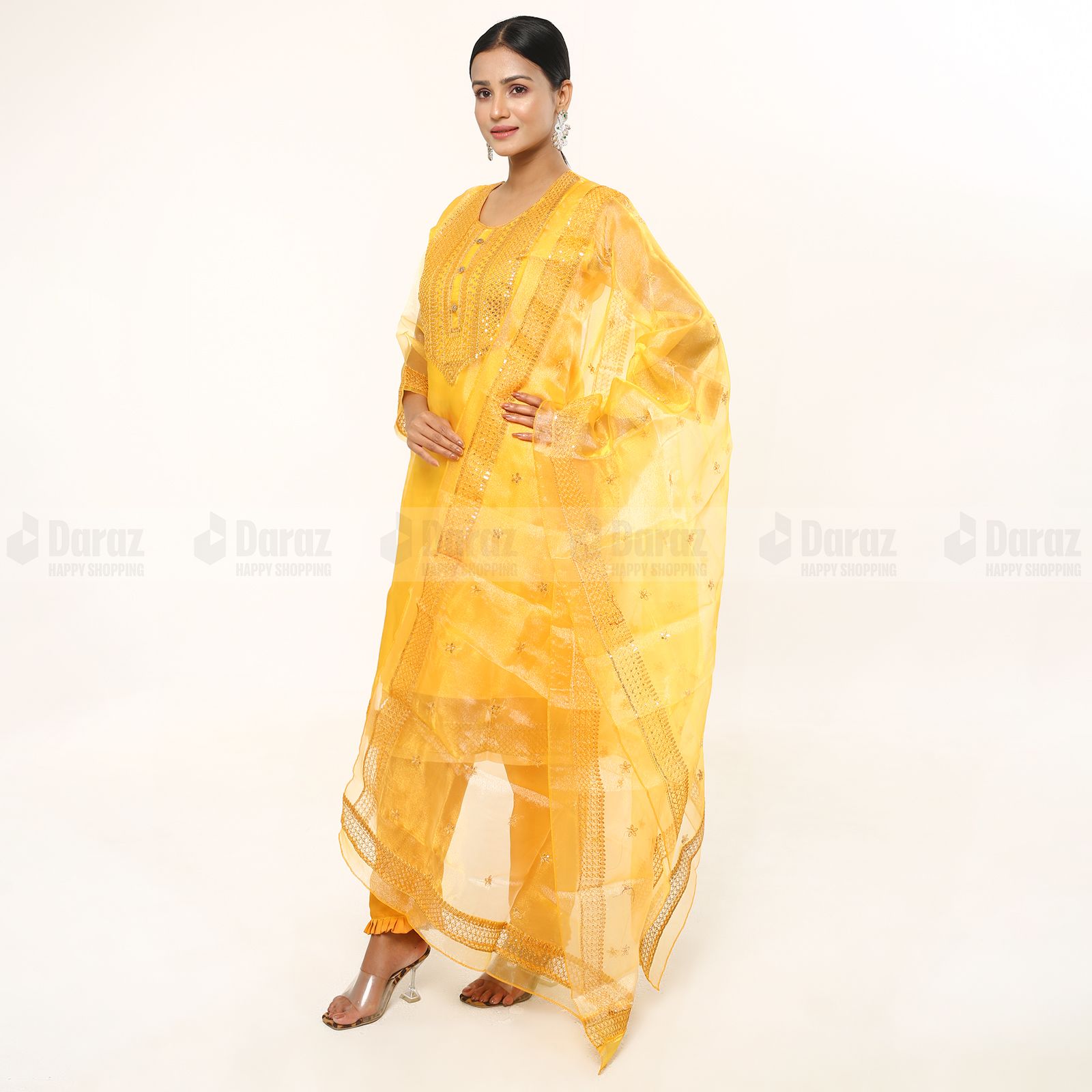 Full Embroidery and Sequence work 4 piece for girls