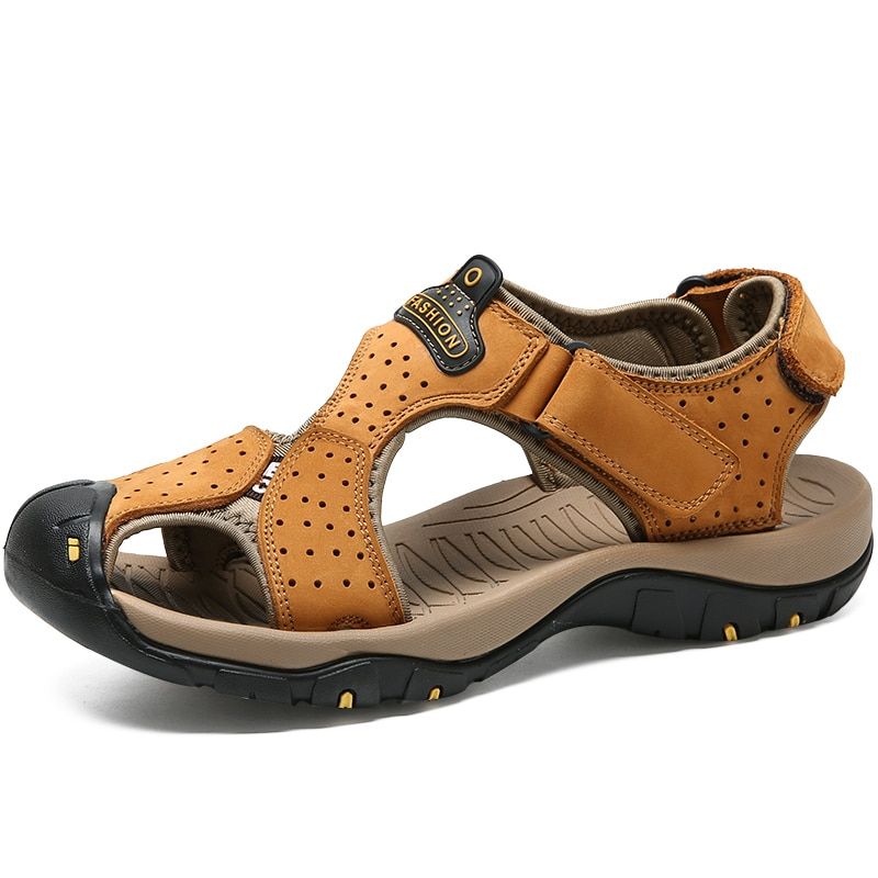 Brand New Summer Men Shoes  Leather Men Sandals Fashion Beach Sandals Outdoor Casual Non-slip Sneakers Big Size 38-48