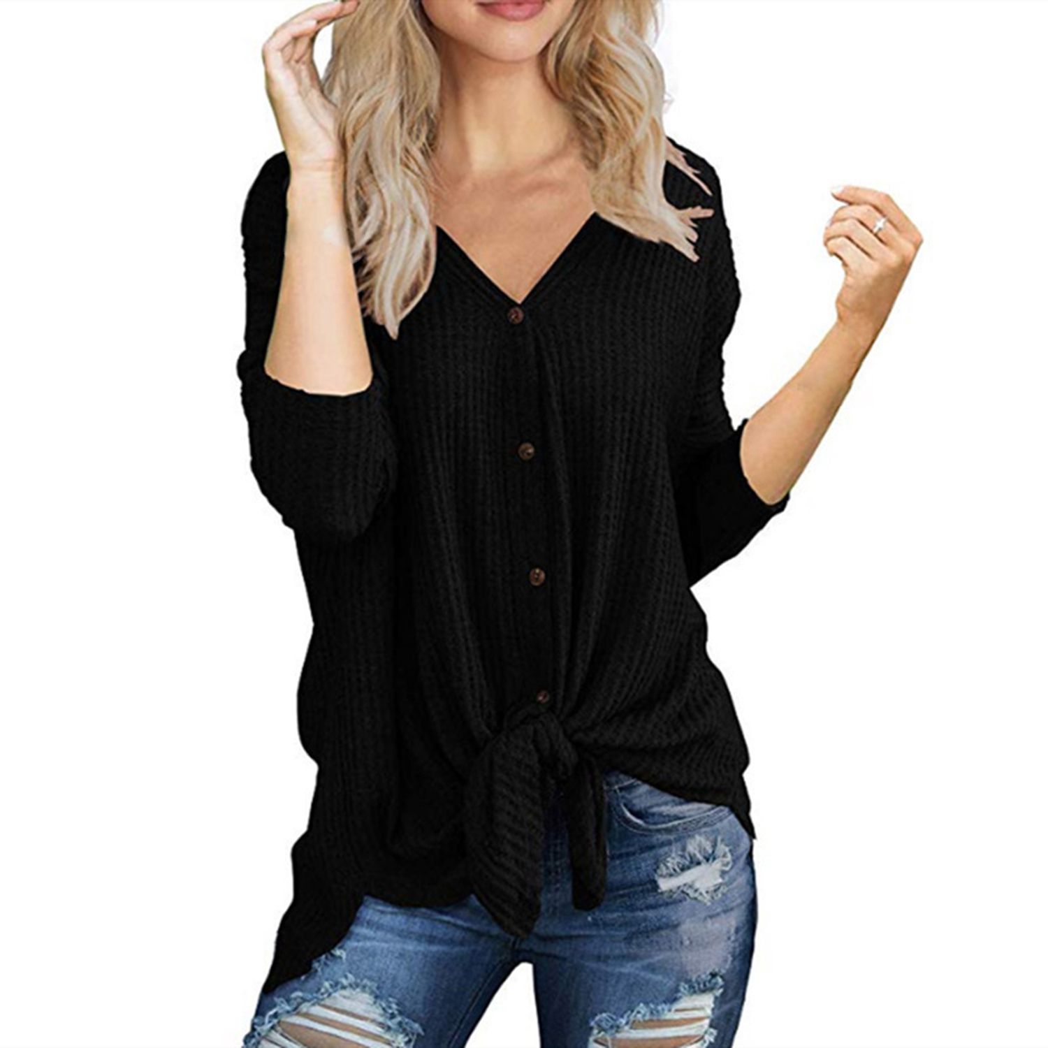 Plain Blouse Long Sleeve Button Plket Spring Blouse