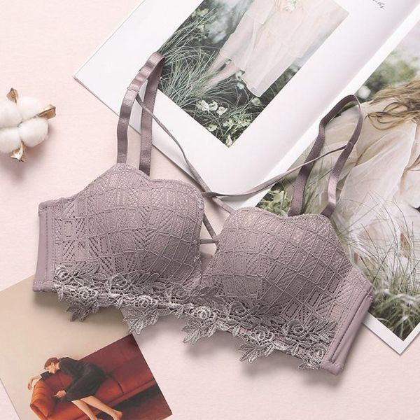 Wire Free Push Up Underwear Women Suit Bra Gathered Small Chest  Lace Bras Section Received
