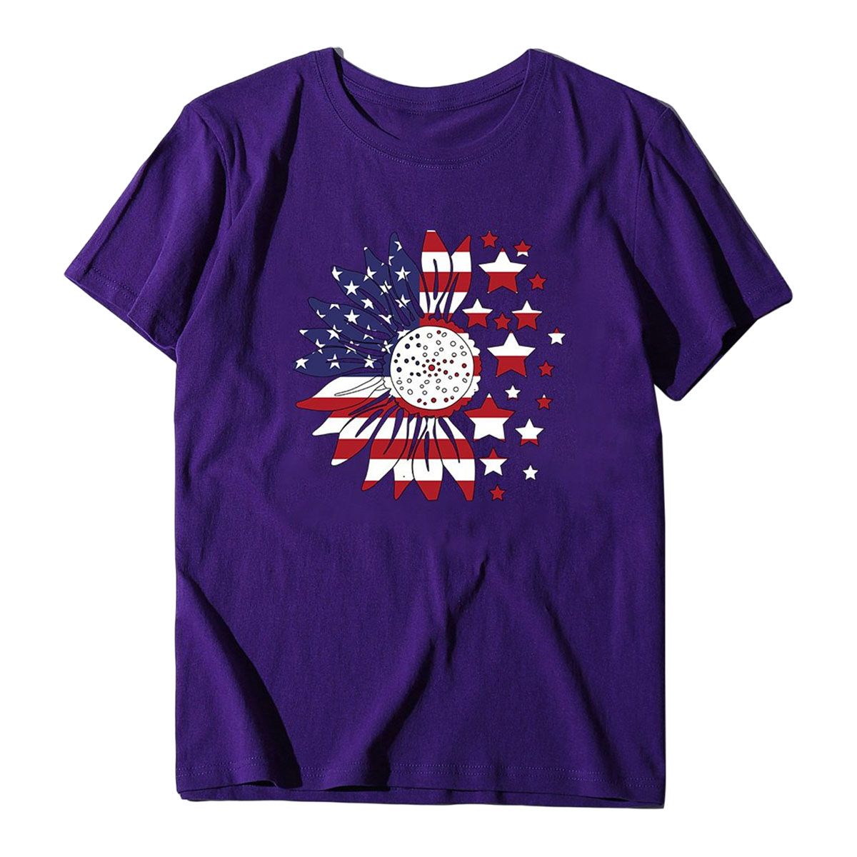 Women T-shirt Elegant Flower Printed O-neck Women T-shirt