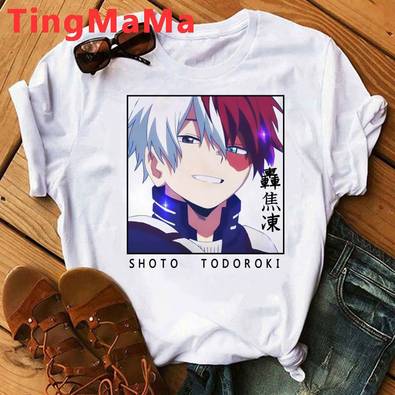 Hot Japanese Anime My Hero Academia T Shirt Men Kawaii Shoto Todoroki Graphic Tees Dabi Cartoon Harajuku Uni T-shirt Male