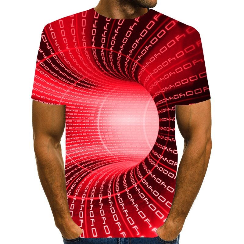 Mens Graphic T Shirt Fashion 3 Dil Tees Boys Casual Geometric Print Visual Hypnosis Irregular Pattern Tops Eur Plus XXS-5XL