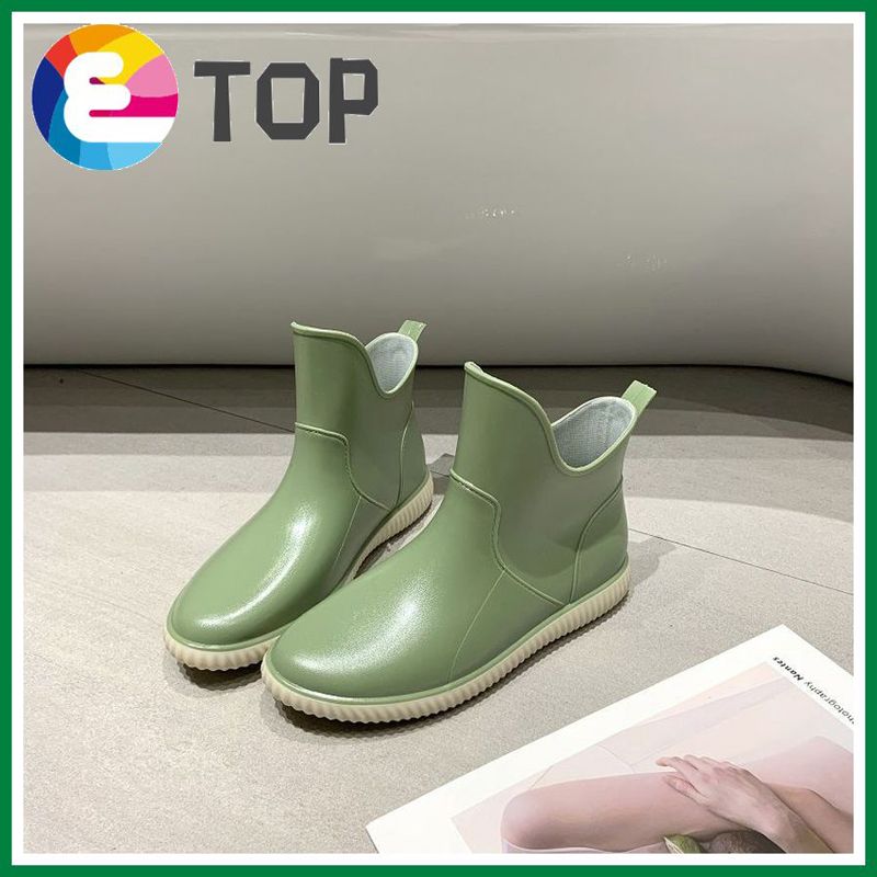Women's shoes, rain boots, flat-bottomed green, color, waterproof, non-slip