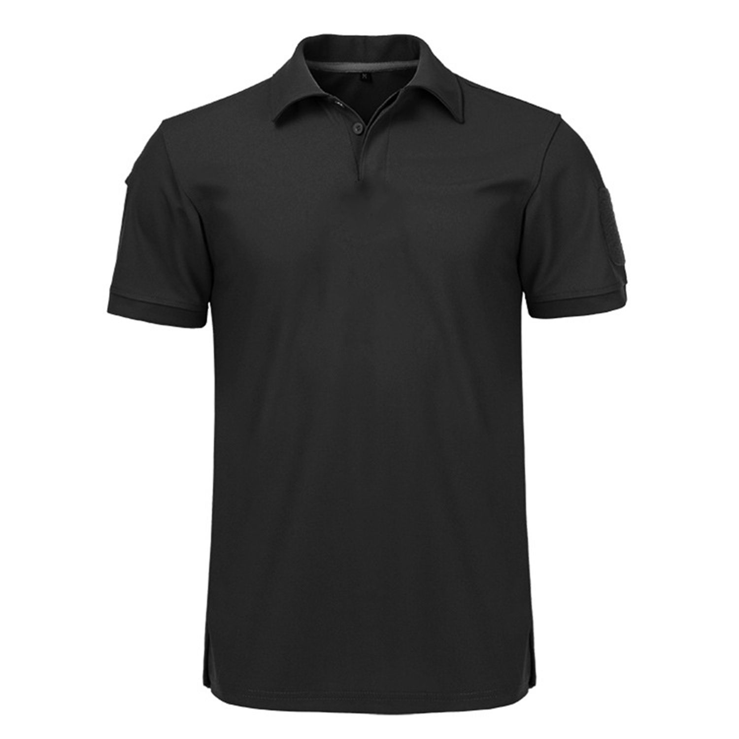Men Military T-shirt Lapel Short Sleeve Solid Color Buttons Quick Drying Top for Outdoor Sports